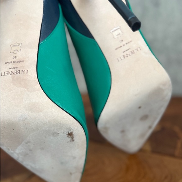 Elegant Green and Black leather  Women's Heels - Picture 7 of 10